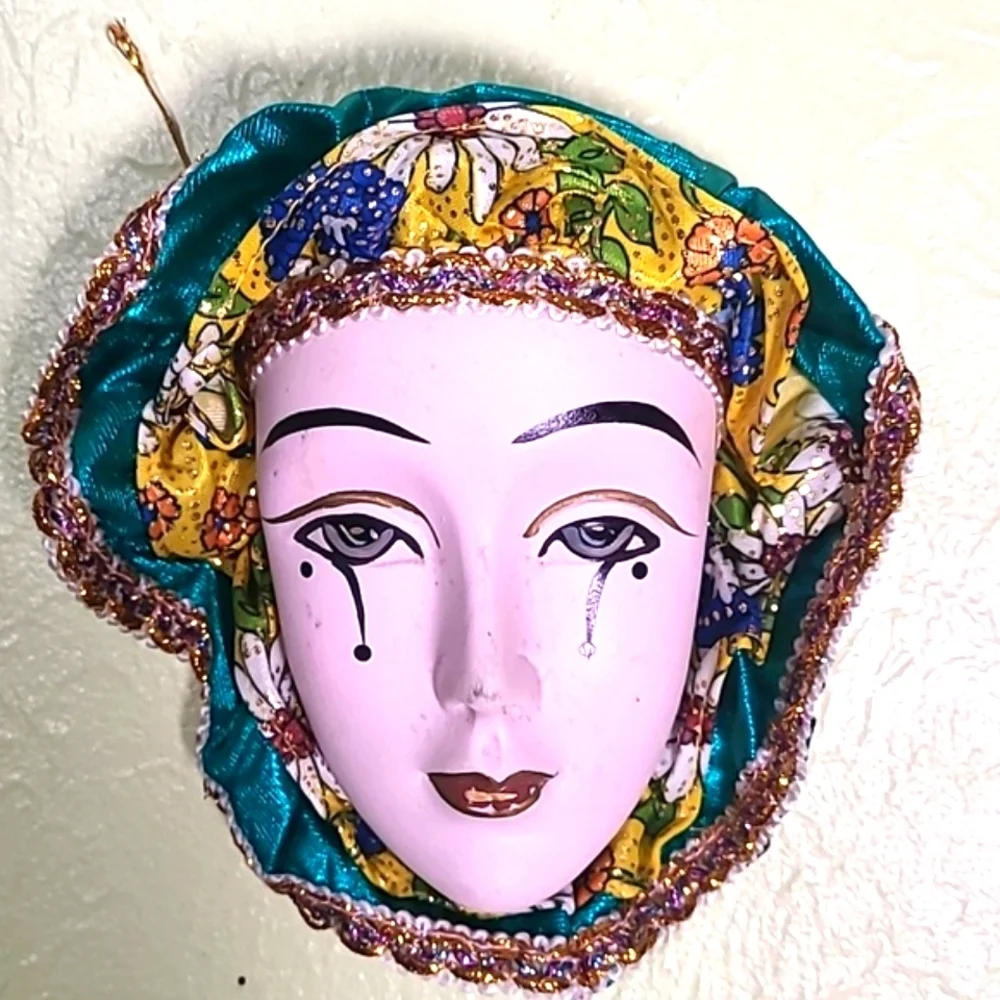 Decorative Porcelain Colorful Masquerade Mask Wall Art